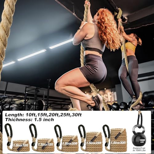 Climbing Rope 1.5 Inch Diameter 10FT 15FT 20FT 25FT 30FT 35FT Gym Climbing Rope for Fitness & Strength Training, Workout Exercises Climbing Rope for Adults Kids Outdoor or Home Indoor - Image 7