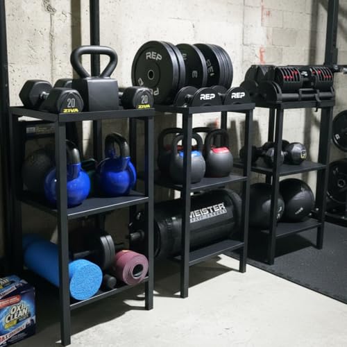 Commercial Heavy Duty Adjustable Dumbbell Stand & Kettlebell Stand, Adjustable Dumbbell Weight Rack, Kettlebell Storage Rack, Weight Rack for Garage/Home Gym/Commercial with Non-Slip Base, Anti-Tip Safety & Space-Saving Design, Weight Capacity 500/600/800 lbs - Image 3