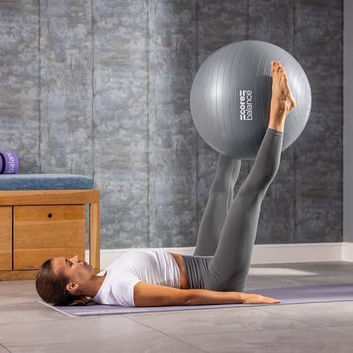 Core Balance Exercise Ball, Stability Ball for Yoga, Pilates and Fitness, Gym Ball for Home Gym and Office Chair, Training, Physical Therapy, Anti Burst, Pump Included, 55cm 65cm 75cm 85cm - Image 3