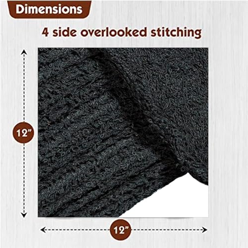 Cotton Washcloths Pack of 50, Size 12x12, Commercial Grade, Absorbent, Soft, Multipurpose Towels for Face, Gym, Kitchen, Hotel, Spa Reusable Fingertip Towels (Black) - Image 4