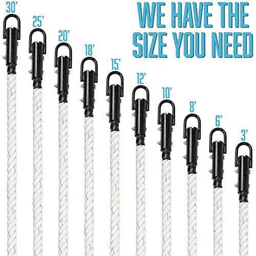Crown Sporting Goods 1.5" Gym Climbing Rope for Adults - Poly Dacron Twist with Carabiner Eyehook - Strength Conditioning, Physical Education Fitness Equipment, Home Workout - Image 5
