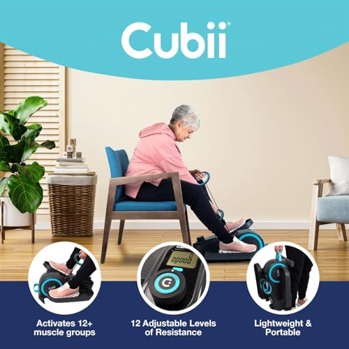 Cubii Total Body Under Desk Elliptical Bike with Built-in Upper Body Resistance Bands | Seated Exercise Machine - Arms + Legs Workout for Seniors & All Ages, 12 Resistance Levels, LCD Display - Image 4