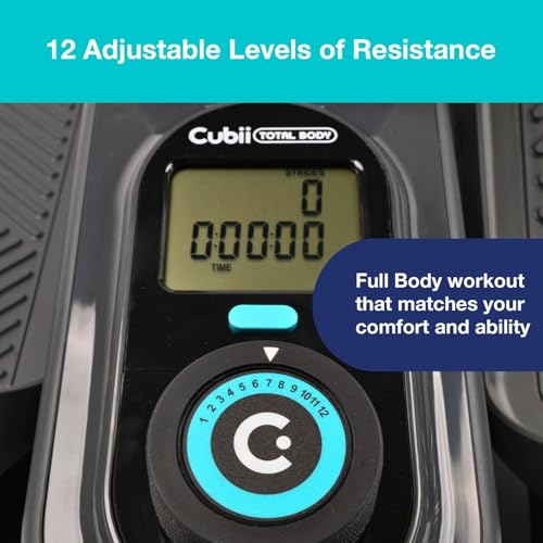 Cubii Total Body Under Desk Elliptical Bike with Built-in Upper Body Resistance Bands | Seated Exercise Machine - Arms + Legs Workout for Seniors & All Ages, 12 Resistance Levels, LCD Display - Image 5