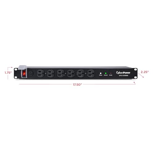 CyberPower CPS1215RMS Surge Protector, 120V/15A, 12 Outlets, 15 ft Power Cord, 1U Rackmount - Image 5
