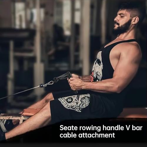 Double D Row,V Bar Landmine Handle Attachment for Barbell Bar, Handle Cable Attachment for Weight Workout with Non-Slip Rubber Handle, Fits Olympic Bars Strength Training Bars,Black - Image 5