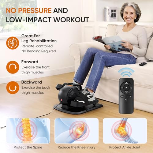 Dripex Under Desk Elliptical Machine, 3-in-1 Electric Leg Exerciser As Seen On TV, 16 Adjustable Speed & Resistance, Seated Pedal Exerciser for Seniors with Remote, Fully Assembled - Image 5