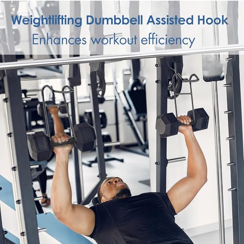 Dumbbell Spotter Hooks, 2-Pack Upgraded 250 lbs Heavy Duty Rack Attachments for Bench Press, Chest & Shoulder Workouts, Safety Hangers with Wrist Straps - Image 4