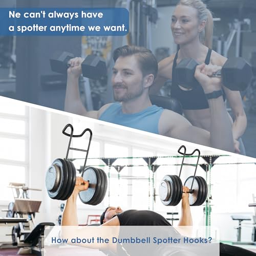 Dumbbell Spotter Hooks, 2-Pack Upgraded 250 lbs Heavy Duty Rack Attachments for Bench Press, Chest & Shoulder Workouts, Safety Hangers with Wrist Straps - Image 5