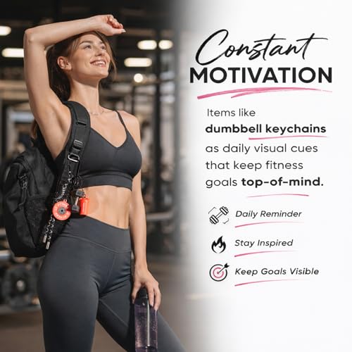 Dumbbell & Weights Keychain, Bag Purse Charms Gift for fitness Women and Men, Cute Mini Car Key Chains for Gym - Image 3