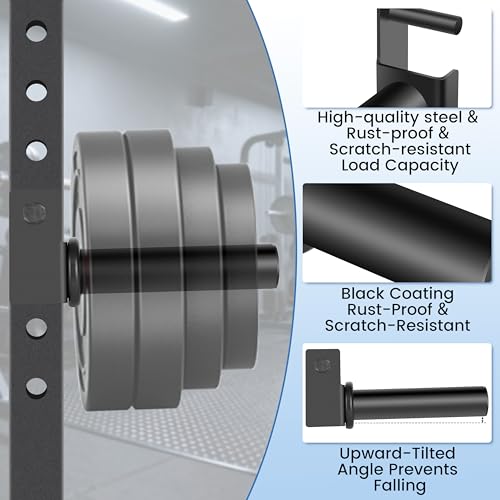 EVERYMATE Power Rack & Squat Rack Attachments Olympic Weight Plate Holder – Fits 2x2,2.3x2.3,3x3 Inch Tubes, 1" or 5/8" Hole – Bumper Plate Storage - Image 4