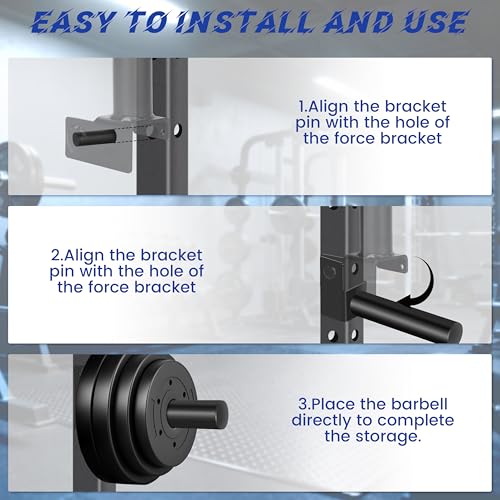 EVERYMATE Power Rack & Squat Rack Attachments Olympic Weight Plate Holder – Fits 2x2,2.3x2.3,3x3 Inch Tubes, 1" or 5/8" Hole – Bumper Plate Storage - Image 5