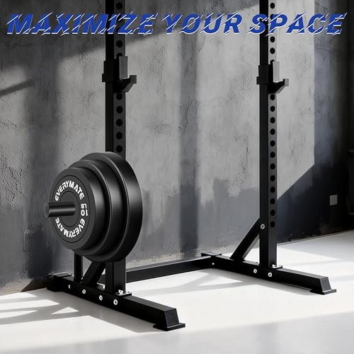 EVERYMATE Power Rack & Squat Rack Attachments Olympic Weight Plate Holder – Fits 2x2,2.3x2.3,3x3 Inch Tubes, 1" or 5/8" Hole – Bumper Plate Storage - Image 6