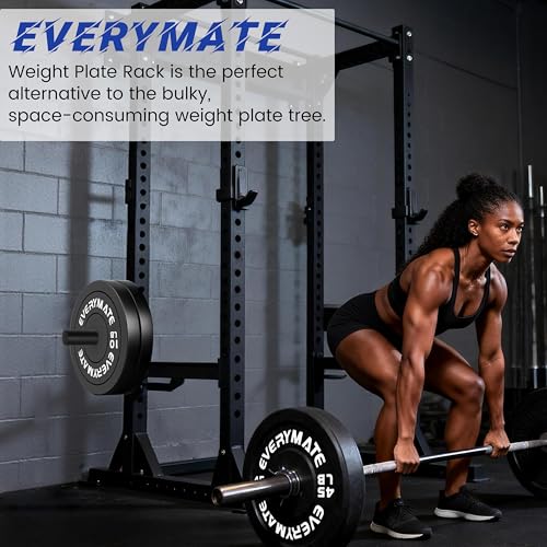 EVERYMATE Power Rack & Squat Rack Attachments Olympic Weight Plate Holder – Fits 2x2,2.3x2.3,3x3 Inch Tubes, 1" or 5/8" Hole – Bumper Plate Storage - Image 8