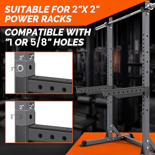 EVERYMATE Safety Spotter Arms, Fits 2"x2" & 3"x3" Power Racks, Heavy Duty 600LBS Capacity Barbell Squat Rack Safety Bars with Rubber Pads for Home/Garage Gym Strength Training - Image 3