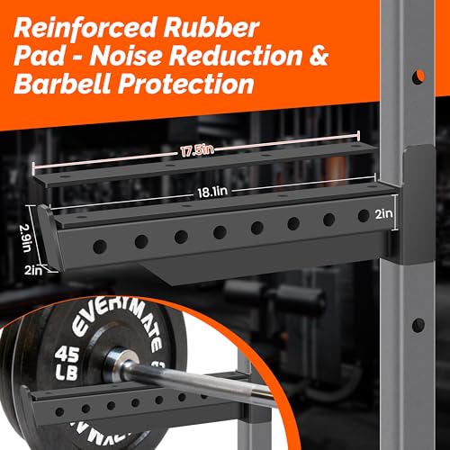 EVERYMATE Safety Spotter Arms, Fits 2"x2" & 3"x3" Power Racks, Heavy Duty 600LBS Capacity Barbell Squat Rack Safety Bars with Rubber Pads for Home/Garage Gym Strength Training - Image 4