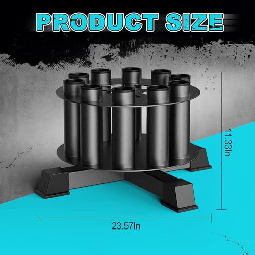 EVERYMATE Vertical Barbell Holder : Rotatable Barbell Holder Floor Stand, Heavy Duty Barbell Rack Stand Fit 2-Inch Olympic Bars, Curl Bars, Triceps Bars Home Gym Organizer Barbell Storage - Image 3