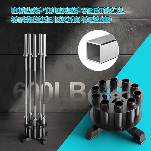 EVERYMATE Vertical Barbell Holder : Rotatable Barbell Holder Floor Stand, Heavy Duty Barbell Rack Stand Fit 2-Inch Olympic Bars, Curl Bars, Triceps Bars Home Gym Organizer Barbell Storage - Image 4