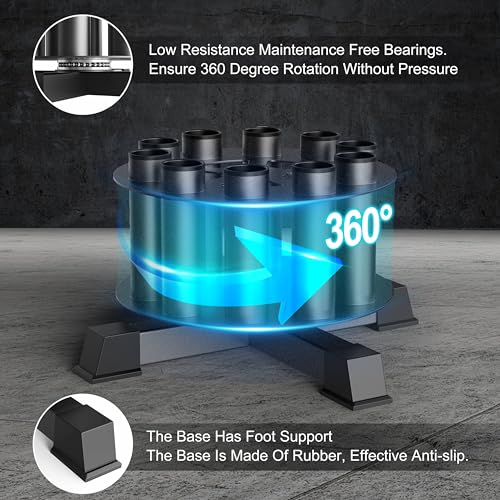 EVERYMATE Vertical Barbell Holder : Rotatable Barbell Holder Floor Stand, Heavy Duty Barbell Rack Stand Fit 2-Inch Olympic Bars, Curl Bars, Triceps Bars Home Gym Organizer Barbell Storage - Image 5