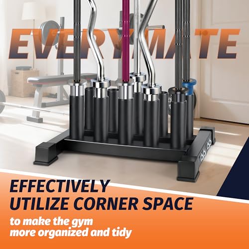 EVERYMATE Vertical Barbell Rack - Heavy-Duty Steel Organizer, Barbell Holder Floor Stand, Fits 2" Olympic Bars with Scratch-Resistant Inserts, Space-Saving for Home/Garage/Commercial Gym - Image 5