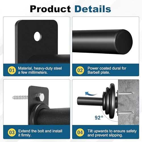 EVERYMATE Weight Plate Rack, Wall Mount Weight Plate Holder for Bumper Plates, Max Weight Capacity 330 lb, Home Gym Organizer - Image 5