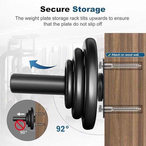 EVERYMATE Weight Plate Rack, Wall Mount Weight Plate Holder for Bumper Plates, Max Weight Capacity 330 lb, Home Gym Organizer - Image 7