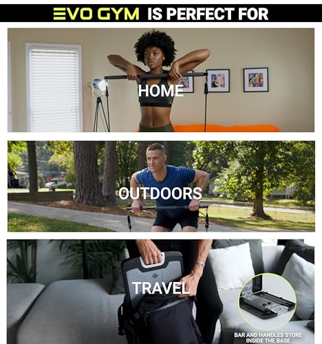 EVO Gym - Portable Home Gym Strength Training Equipment, At Home Gym | All in One Gym - Resistance Bands, Base Holds Gym Bar & Handles for Travel | Portable Gym & Home Exercise Equipment - Image 3