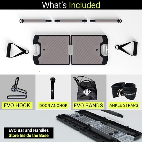 EVO Gym - Portable Home Gym Strength Training Equipment, At Home Gym | All in One Gym - Resistance Bands, Base Holds Gym Bar & Handles for Travel | Portable Gym & Home Exercise Equipment - Image 6