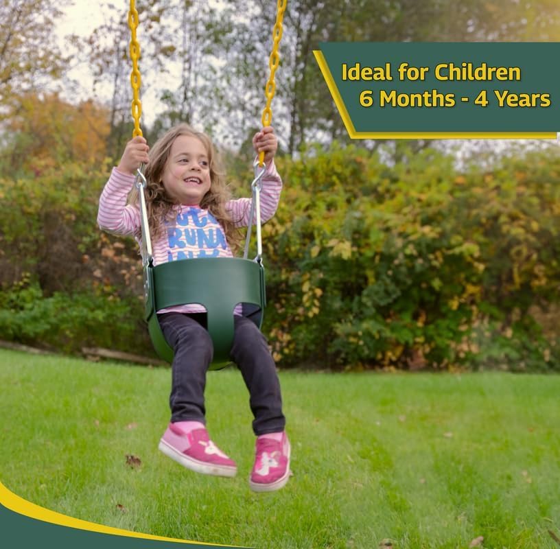 Eastern Jungle Gym Heavy-Duty High Back Full Bucket Toddler Swing Seat | Coated Swing Chains Fully Assembled | Green Swing Set Accessory - Image 6
