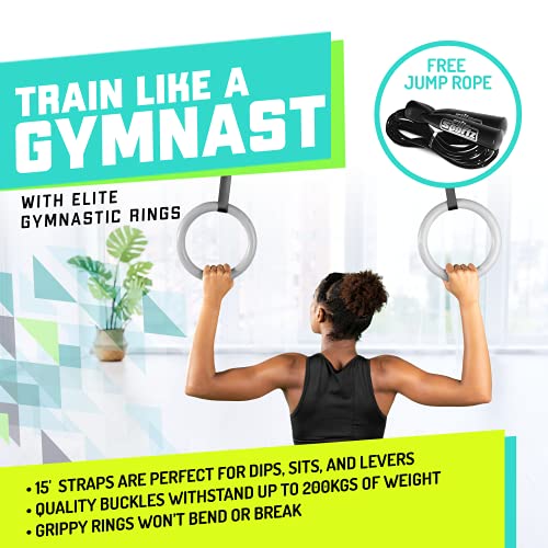 Elite Sportz Gymnastic Rings - Exercise Ring Set for Total Body Strength Training & Pull Ups w/Secure Buckles & Straps - 2 Non Slip Olympic Rings, Indoor Workout Equipment for Kids & Adults - Image 3