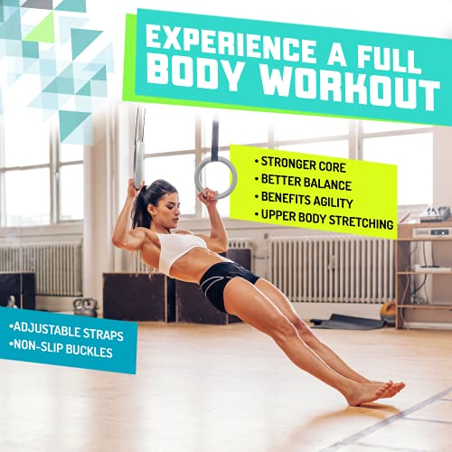 Elite Sportz Gymnastic Rings - Exercise Ring Set for Total Body Strength Training & Pull Ups w/Secure Buckles & Straps - 2 Non Slip Olympic Rings, Indoor Workout Equipment for Kids & Adults - Image 4