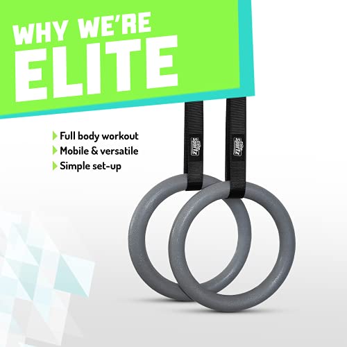 Elite Sportz Gymnastic Rings - Exercise Ring Set for Total Body Strength Training & Pull Ups w/Secure Buckles & Straps - 2 Non Slip Olympic Rings, Indoor Workout Equipment for Kids & Adults - Image 5