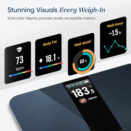 Etekcity FSA&HSA Eligible Smart Scale for Body Weight Fat, Digital Weighing Machine for Accurate BMI Muscle Mass Composition, Apple Health Compatible Fitness Equipment,TFT,Tempered Glass,Black - Image 4