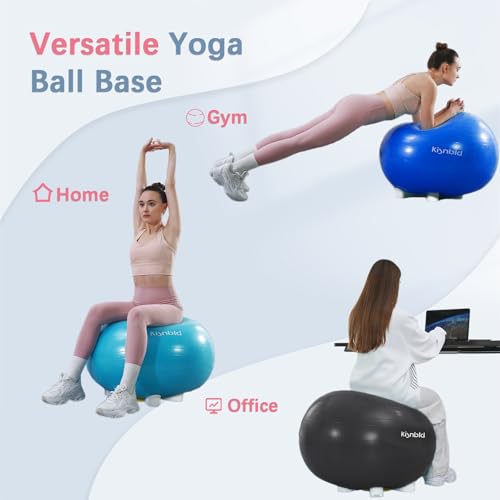 Exercise Ball, Daisy Shaped Yoga Ball Base with Resistance Bands for Stability, Yoga, Balance & Preganancy, Anti-Burst Ball Chair for Office, Home & Gym(65cm/22in) - Image 3