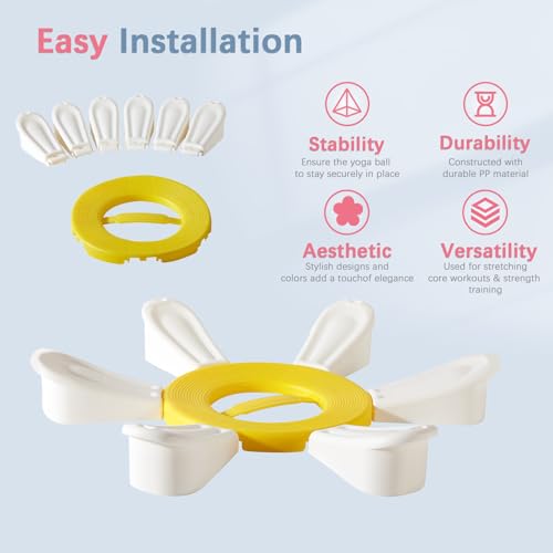 Exercise Ball, Daisy Shaped Yoga Ball Base with Resistance Bands for Stability, Yoga, Balance & Preganancy, Anti-Burst Ball Chair for Office, Home & Gym(65cm/22in) - Image 4