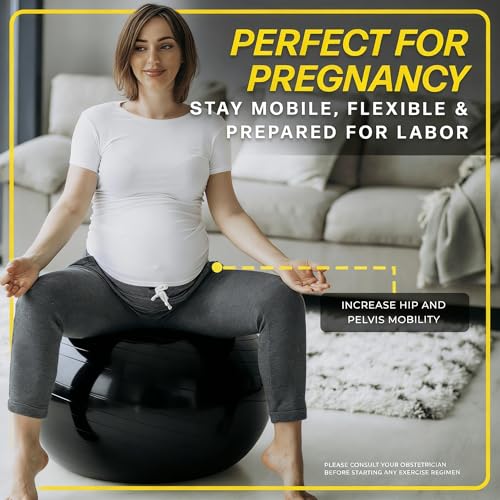 Exercise Ball - Yoga Ball Anti-Burst and Slip Resistant, for Fitness, Pregnancy, Stability, Balance, Core Workout - Training Ball w/Quick Pump - Office, Home, Gym - Image 5