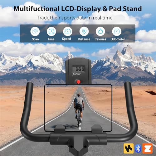 Exercise Bike, Wenoker Magnetic Stationary Bike for Home App Sync Indoor Bike with Adjustable Seat and Handlebar, Transport Wheels and Fitness Courses for Weight Loss - Image 6