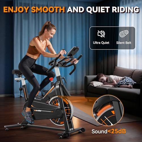 Exercise Bike, Wenoker Stationary Bike for Home, App Supported Indoor Bike with Silent Belt Drive, Heavy Flywheel, Multi-grips Handlebar and Upgraded Digital Display - Image 5