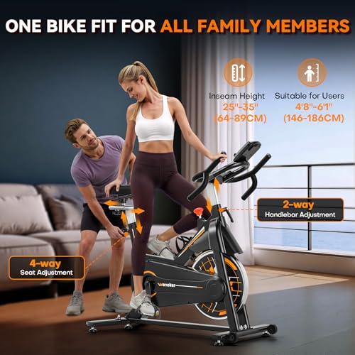 Exercise Bike, Wenoker Stationary Bike for Home, App Supported Indoor Bike with Silent Belt Drive, Heavy Flywheel, Multi-grips Handlebar and Upgraded Digital Display - Image 6