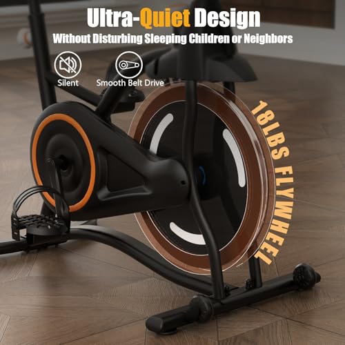 Exercise Bike with Exclusive Heart Rate Sensor and APP Sync, Stationary Bikes for Home with Continuously Variable Resistance, Compact Indoor Cycling Bike with Tablet Mount - Image 4