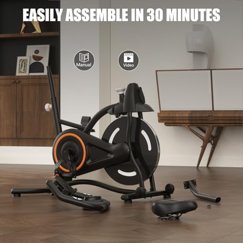 Exercise Bike with Exclusive Heart Rate Sensor and APP Sync, Stationary Bikes for Home with Continuously Variable Resistance, Compact Indoor Cycling Bike with Tablet Mount - Image 7