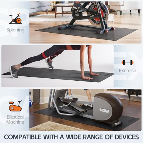 Exercise Equipment Mat for Bike, Treadmill, Elliptical, Yoga - 90" x 40" Non Slip Bike Trainer Mat for Stationary Spin Bike Indoor Outdoor, High Density Workout Floor Protector Mat - Image 7