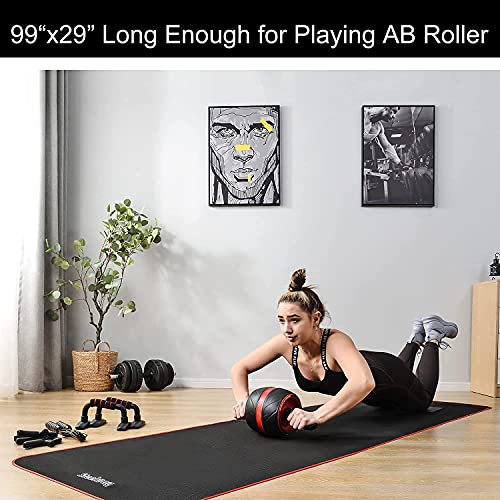 Exercise Mat for AB Roller AB Mat Thin, Long Foldable Gym Mats for Home Gym, Indoor and Out door exercises, Black Picnic Mat for One Person,99'x29' - Image 5