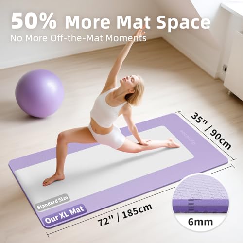 Extra Large Yoga Mat โ 72"x48" or 78"x57", 1/4"โ1/2" Thick Mat for Women & Men, TPE Non-Slip Pilates Mat for Home Gym, Yoga, Stretching, Meditation - Image 3