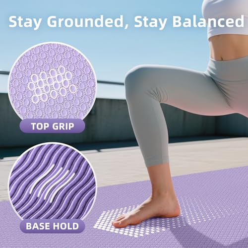 Extra Large Yoga Mat โ 72"x48" or 78"x57", 1/4"โ1/2" Thick Mat for Women & Men, TPE Non-Slip Pilates Mat for Home Gym, Yoga, Stretching, Meditation - Image 4