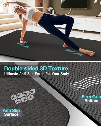 Extra Long & Wide Thick Yoga Mat for Tall Men & Women, 84'' x 32'' x 7mm Oversized Yoga Mat Double-Sided Non Slip, Pro TPE Yoga Mats with Strap - Image 4