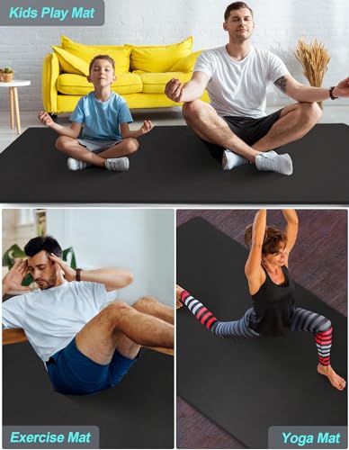 Extra Long & Wide Thick Yoga Mat for Tall Men & Women, 84'' x 32'' x 7mm Oversized Yoga Mat Double-Sided Non Slip, Pro TPE Yoga Mats with Strap - Image 7