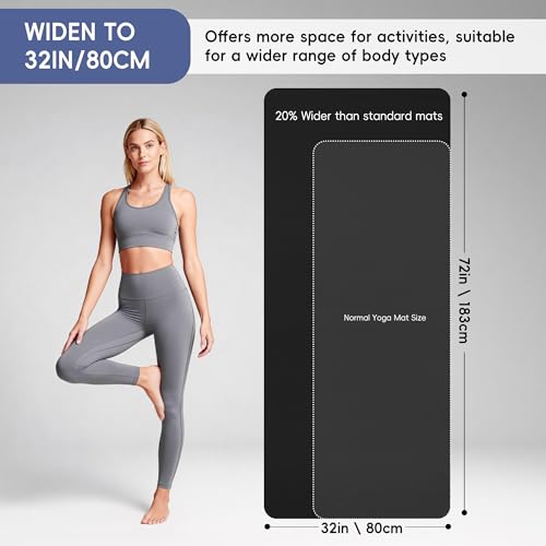 Extra Wide Yoga Mat 72"x 32" - Non Slip TPE Exercise Mat for Home Workout, 6mm High-Density Large Yoga Mat for Men & Women, Eco Friendly Pilates & Fitness Floor Mat with Carry Strap & Bag - Image 3
