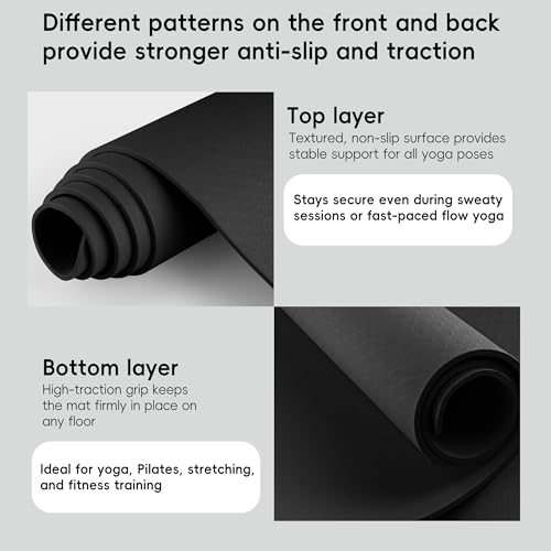 Extra Wide Yoga Mat 72"x 32" - Non Slip TPE Exercise Mat for Home Workout, 6mm High-Density Large Yoga Mat for Men & Women, Eco Friendly Pilates & Fitness Floor Mat with Carry Strap & Bag - Image 4