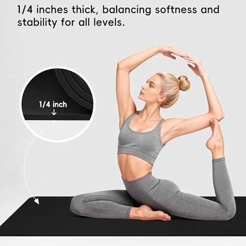 Extra Wide Yoga Mat 72"x 32" - Non Slip TPE Exercise Mat for Home Workout, 6mm High-Density Large Yoga Mat for Men & Women, Eco Friendly Pilates & Fitness Floor Mat with Carry Strap & Bag - Image 5