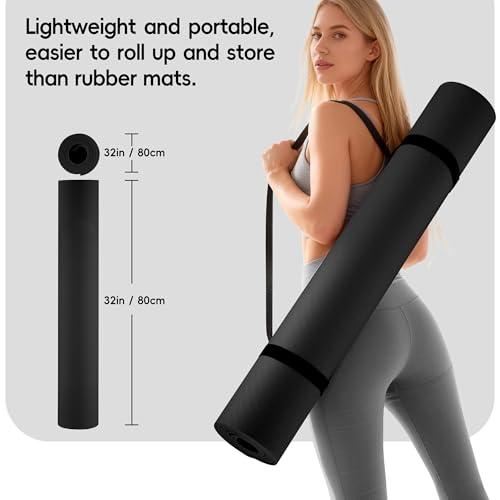 Extra Wide Yoga Mat 72"x 32" - Non Slip TPE Exercise Mat for Home Workout, 6mm High-Density Large Yoga Mat for Men & Women, Eco Friendly Pilates & Fitness Floor Mat with Carry Strap & Bag - Image 6